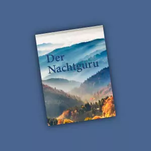 Buchcover mit Bäumen und dem Titel „Der Nachtguru“